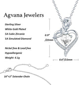 Fine Jewelry Birthstone Necklace Christmas Gifts for Women Sterling Silver Genuine or Created Gemstone Rose Flower Heart Pendant Necklace Anniversary Birthday Gifts for Women Girls Mom Lady Her