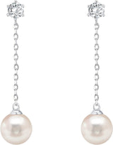 14K Gold Plated Sterling Silver Post Shell Pearl Drop Earrings | Pearl Earrings for Women
