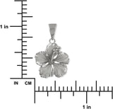 Sterling Silver 17Mm Hibiscus Pendant Necklace, 16+2" Extender