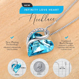 Women’S Silver Plated Infinity Love Heart Pendant Necklace with Birthstone Crystals, Jewelry Gifts for Her, 18 + 2 Inch Chain, Anniversary Birthday Mother'S Necklaces for Wife Mom Girlfriend