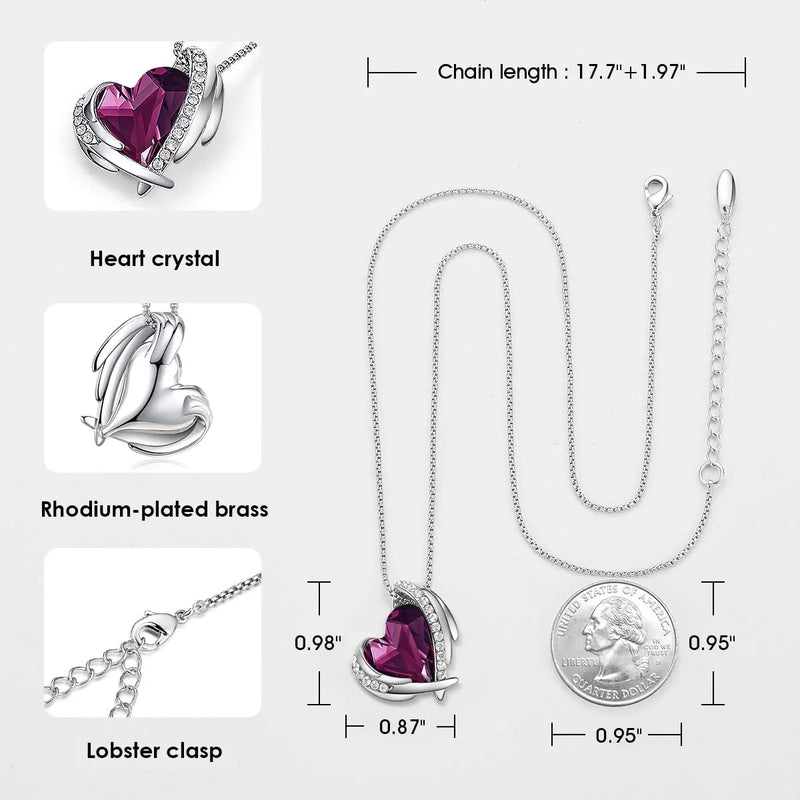 Love Heart Pendant Necklaces for Women Silver Tone Rose Gold Tone Crystals Birthstone Christmas Jewelry Gifts for Women Birthday/Anniversary Day/Valentine’S Day