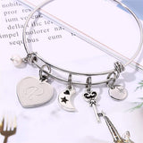 Initial Charm Bracelets for Women Gifts - Engraved 26 Letters Initial Charms Bracelet Stainless Steel Bangle Bracelet Birthday Christmas Jewelry Gift for Women Teen Girls