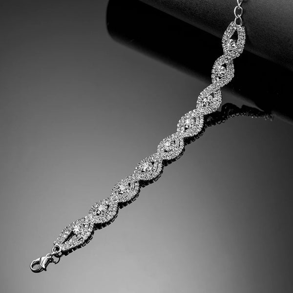 Yumei Jewelry Clear Rhinestone Bracelet Silver-Tone Wedding Bridal Bracelet Crystal Bracelet