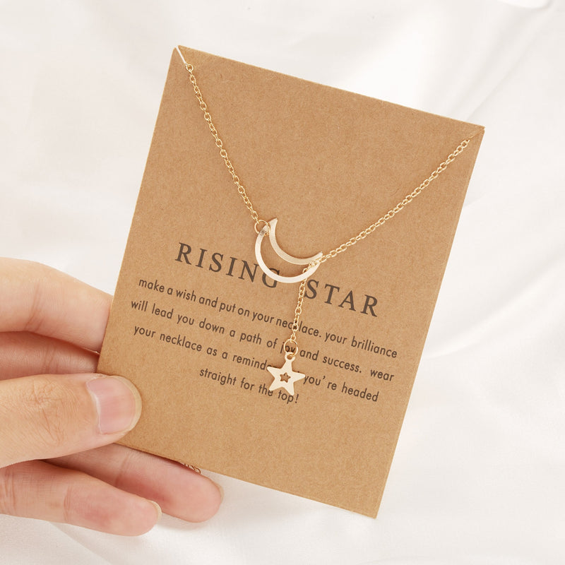 9 Styles Fashion Wish Card Necklace For Women