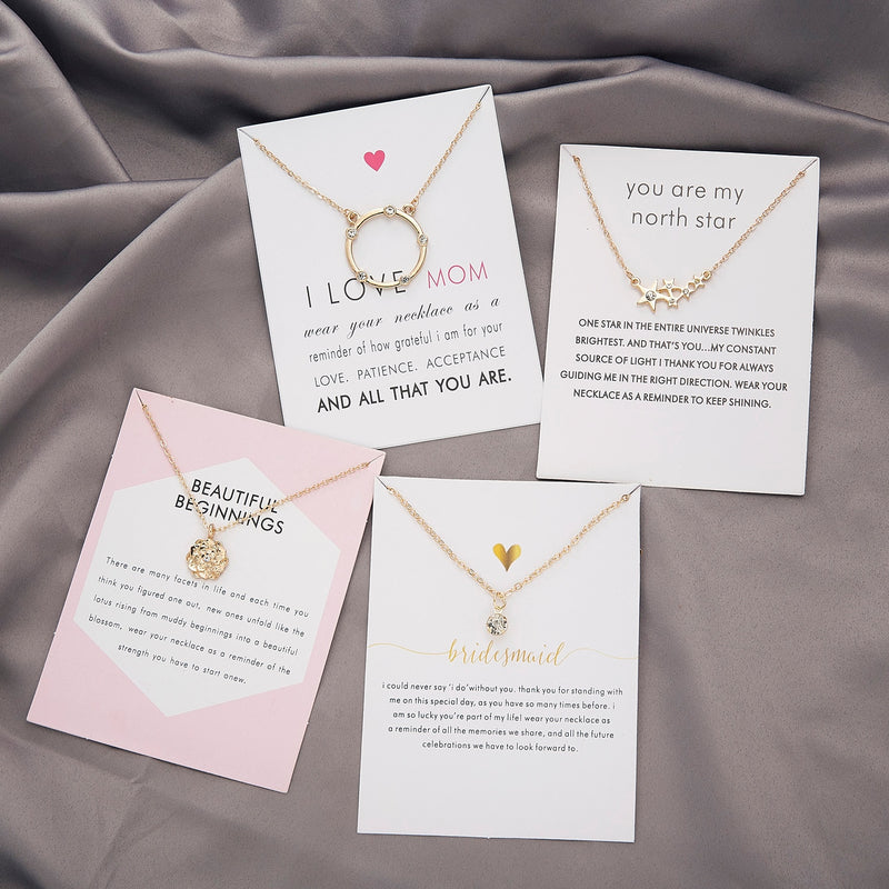 9 Styles Fashion Wish Card Necklace For Women