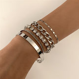 4Pcs/Set Luxury Shiny Rhinestone Bracelets Set