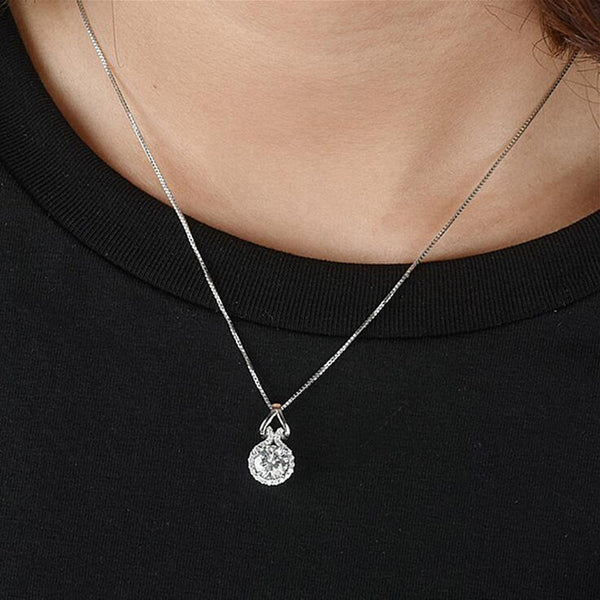 Zircon Infinite Pendant Necklace With Box Chain