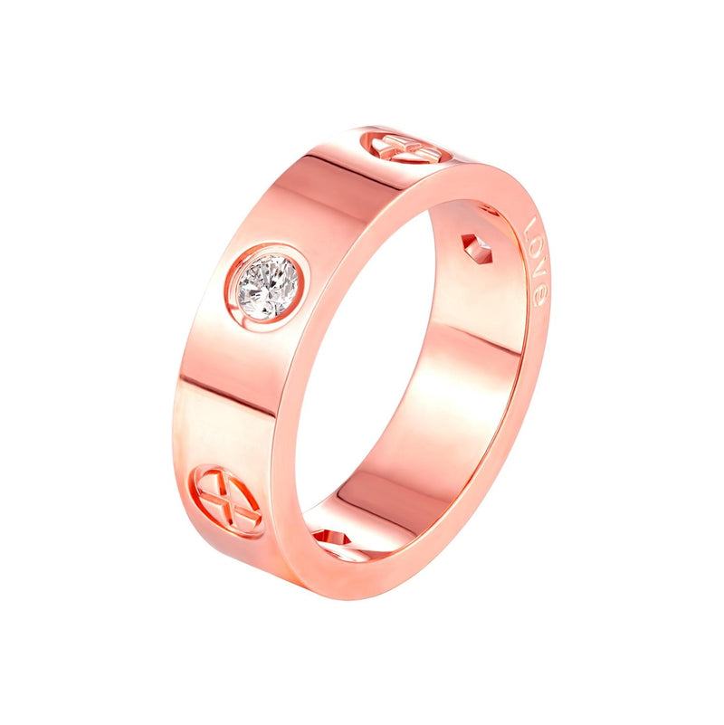 Stainless Steel Gold Color Love Ring for Women