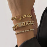 4Pcs/Set Luxury Shiny Rhinestone Bracelets Set