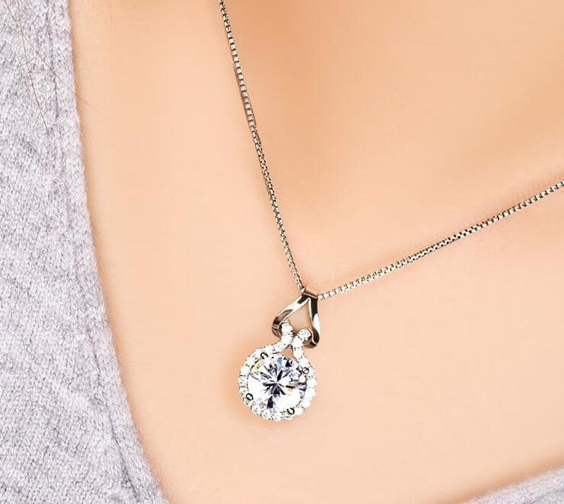 Zircon Infinite Pendant Necklace With Box Chain