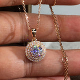 Romantic Rose Gold Color Round Pendant Necklaces