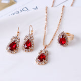 Luxury Water Drop Rhinestone Necklace Earrings Ring Set Shiny Fashion Elegant Women Bridal Jewelry Sets