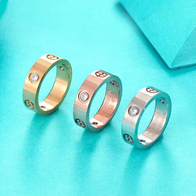 Stainless Steel Gold Color Love Ring for Women