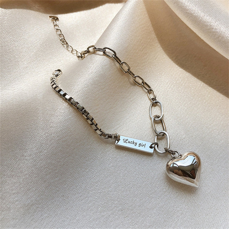 New Silver Color Love Heart Pendant Anklet