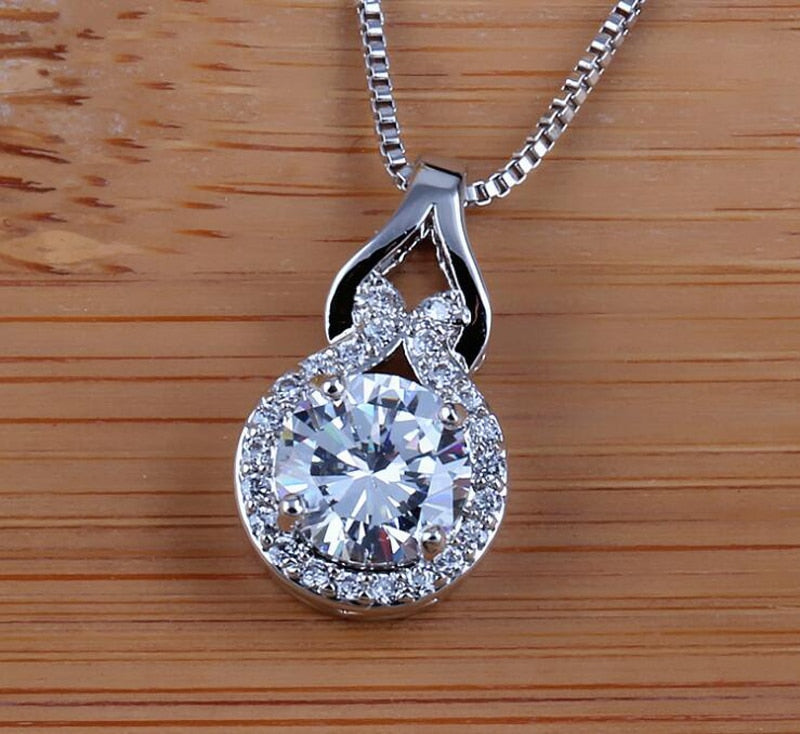 Zircon Infinite Pendant Necklace With Box Chain