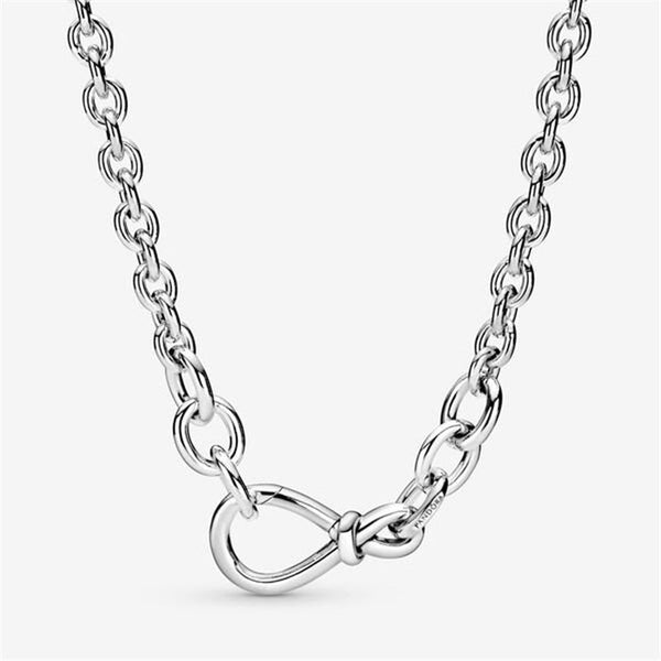 Hot Selling Original 925 Sterling Silver Necklace Fit Original Charm Fashion Infinity Knot  50CM For Women Jewelry Gift