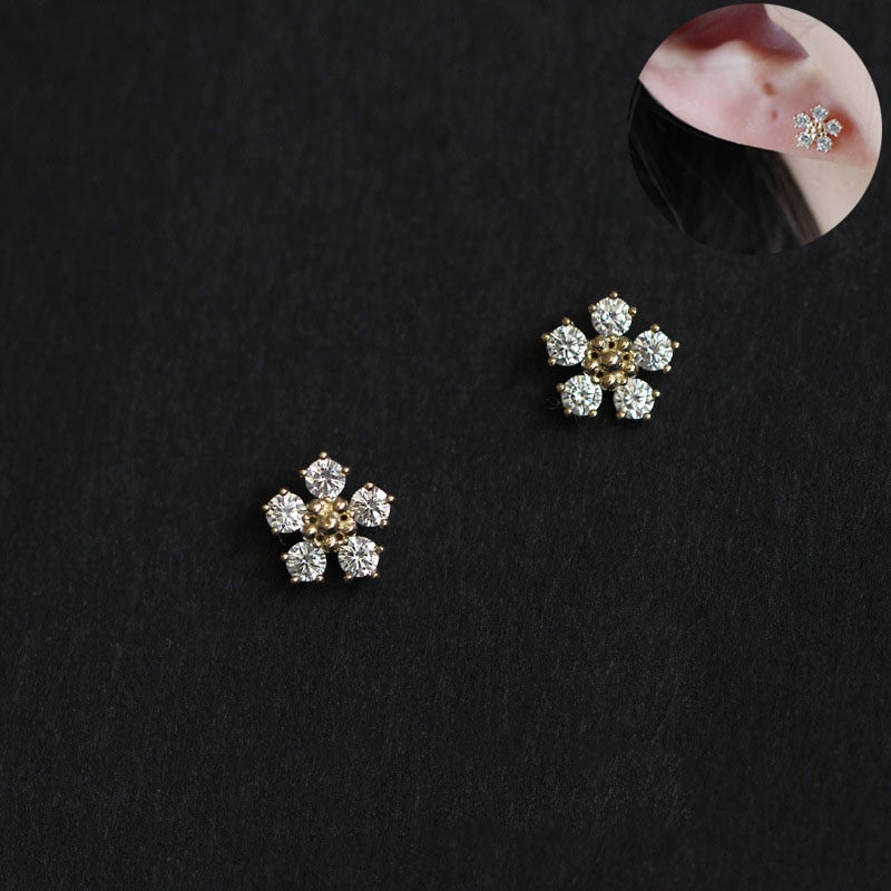 Simple Shiny Zircon Earrings