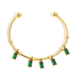 Trendy Chic Green Zircon Stainless Steel Bangle