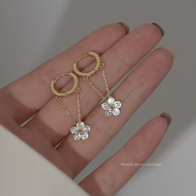 Simple Shiny Zircon Earrings