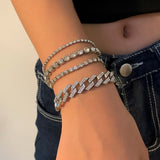 4Pcs/Set Luxury Shiny Rhinestone Bracelets Set