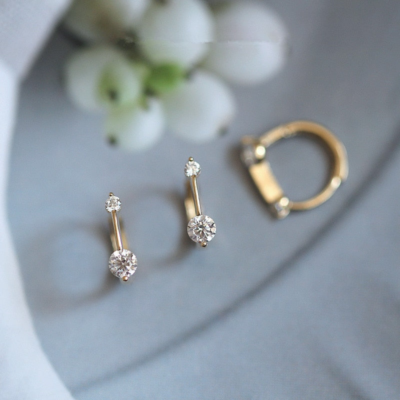 Simple Shiny Zircon Earrings