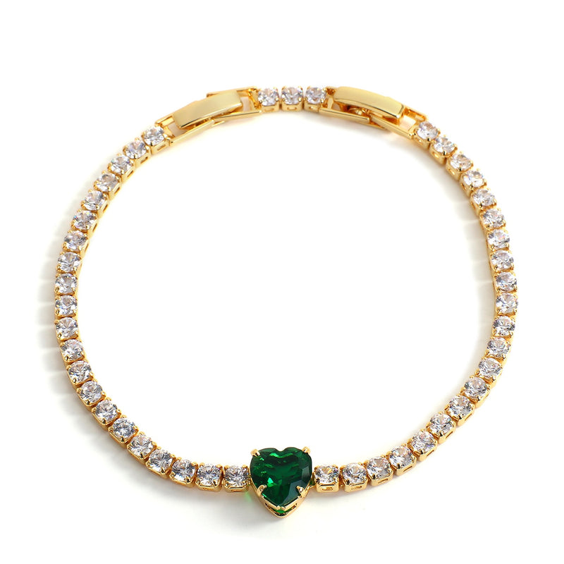 Trendy Chic Green Zircon Stainless Steel Bangle