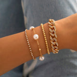 4Pcs/Set Luxury Shiny Rhinestone Bracelets Set