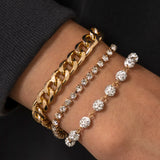 4Pcs/Set Luxury Shiny Rhinestone Bracelets Set