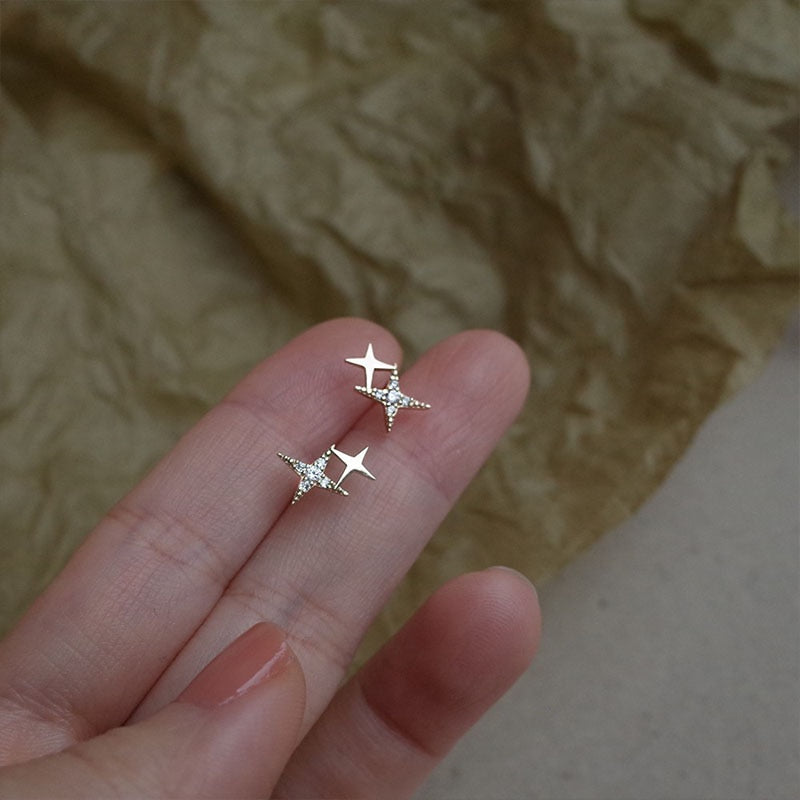 Simple Shiny Zircon Earrings