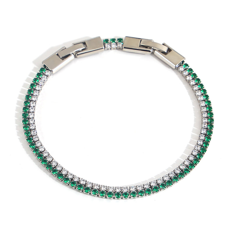 Trendy Chic Green Zircon Stainless Steel Bangle