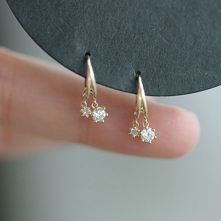 Simple Shiny Zircon Earrings