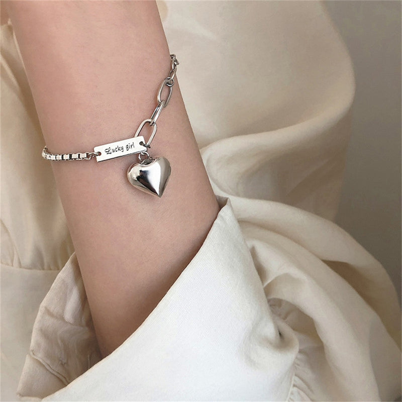 New Silver Color Love Heart Pendant Anklet