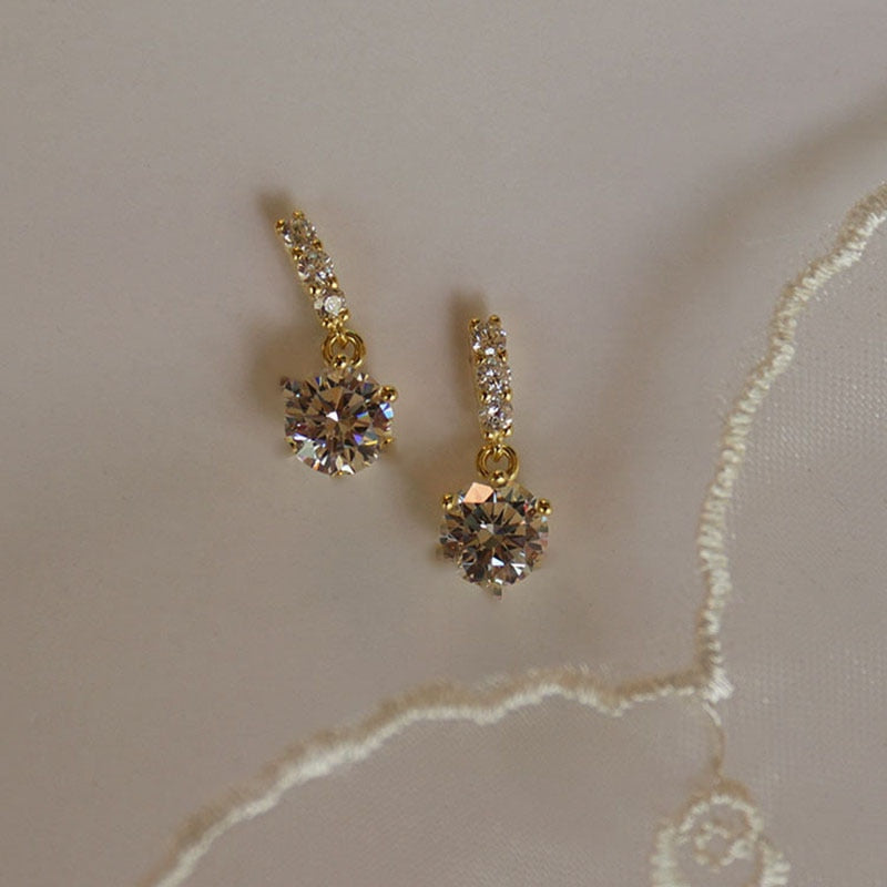 Simple Shiny Zircon Earrings