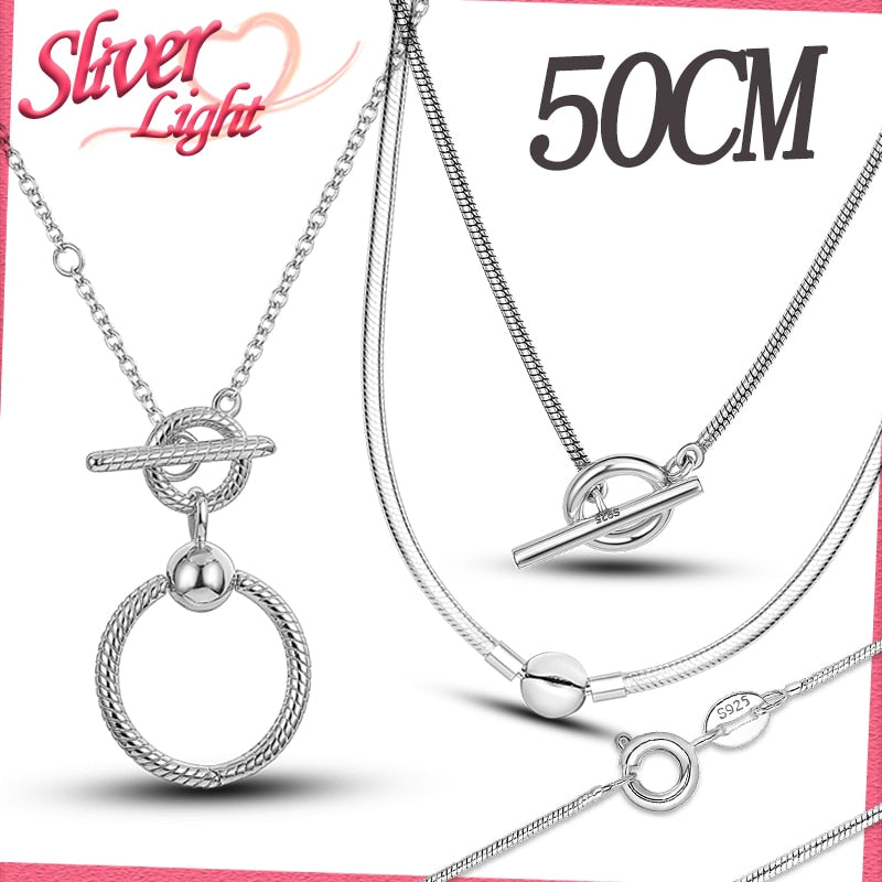 Hot Selling Original 925 Sterling Silver Necklace Fit Original Charm Fashion Infinity Knot  50CM For Women Jewelry Gift