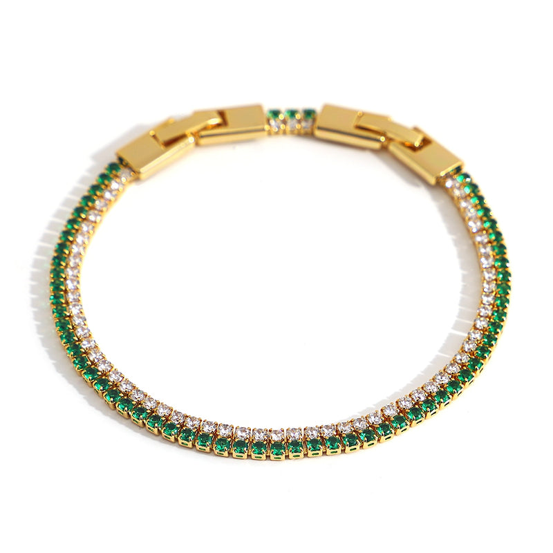 Trendy Chic Green Zircon Stainless Steel Bangle