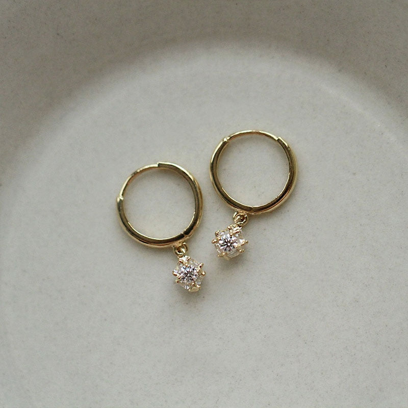 Simple Shiny Zircon Earrings