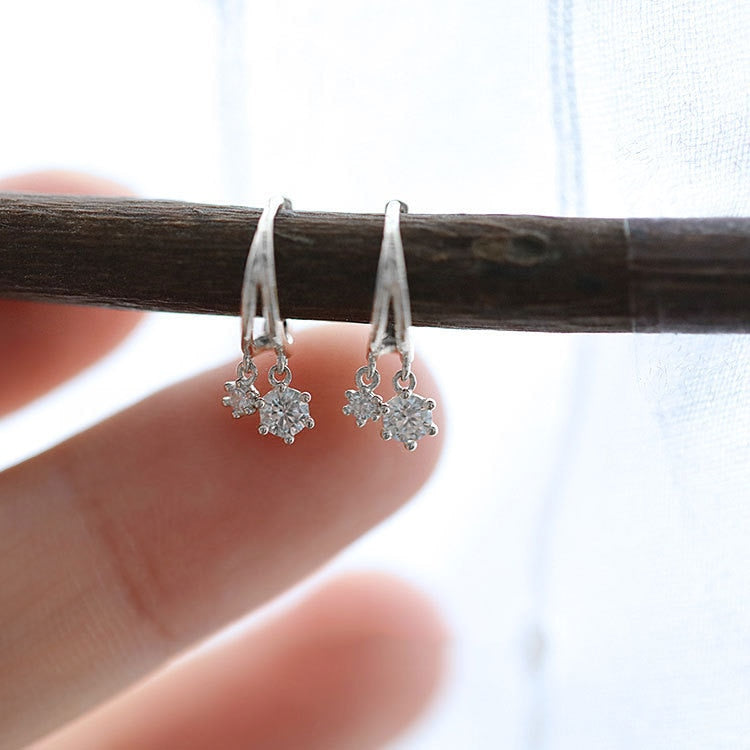 Simple Shiny Zircon Earrings