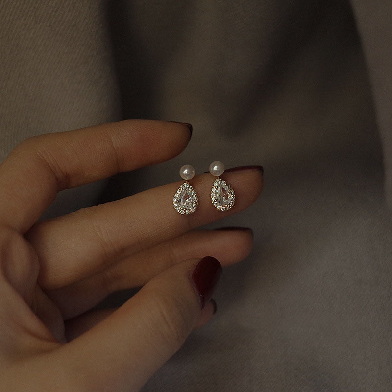 Simple Shiny Zircon Earrings