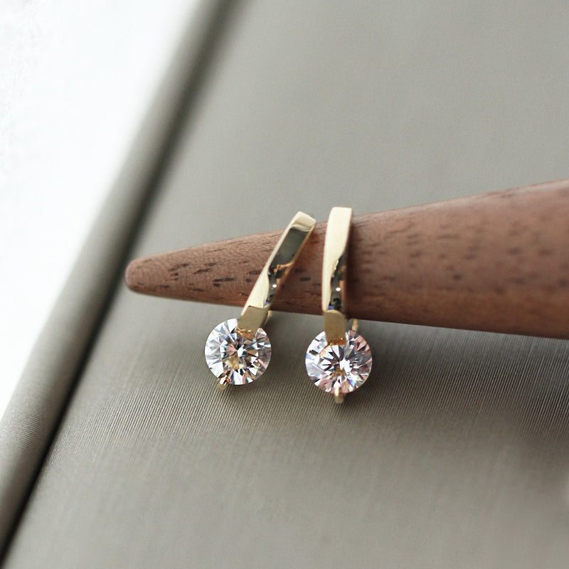 Simple Shiny Zircon Earrings