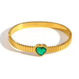 Trendy Chic Green Zircon Stainless Steel Bangle