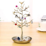 Jewelry Tree Necklace Earring Holder Modern Cute Bird Jewelry Stand for Women Girls Teen Gold