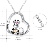 Cute Giraffe Elephant Koala Animal Necklace Sterling Silver Heart Giraffe Pendant with Crystals from Austria - I Love You Forever, Birthday Anniversary Giraffe Elephant Jewelry Gift for Women